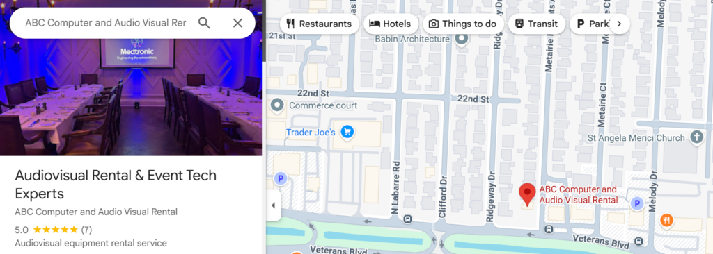 ABC's Business Listing on Google Maps